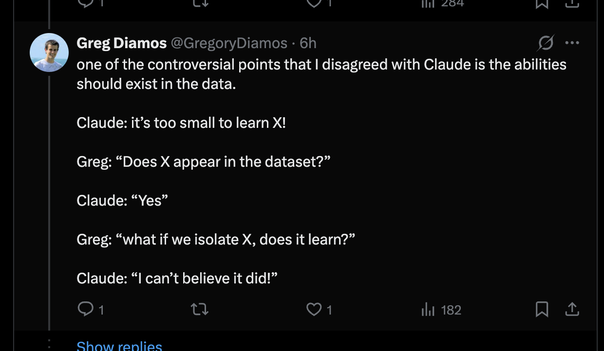 On disagreeing with Claude about what abilities should exist in the data