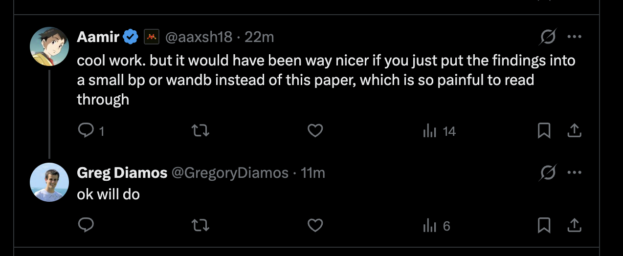 Aamir suggesting the findings would read better as a blog post
