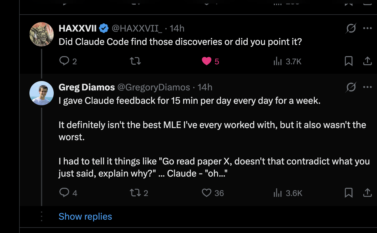 A question about whether Claude Code found the discoveries