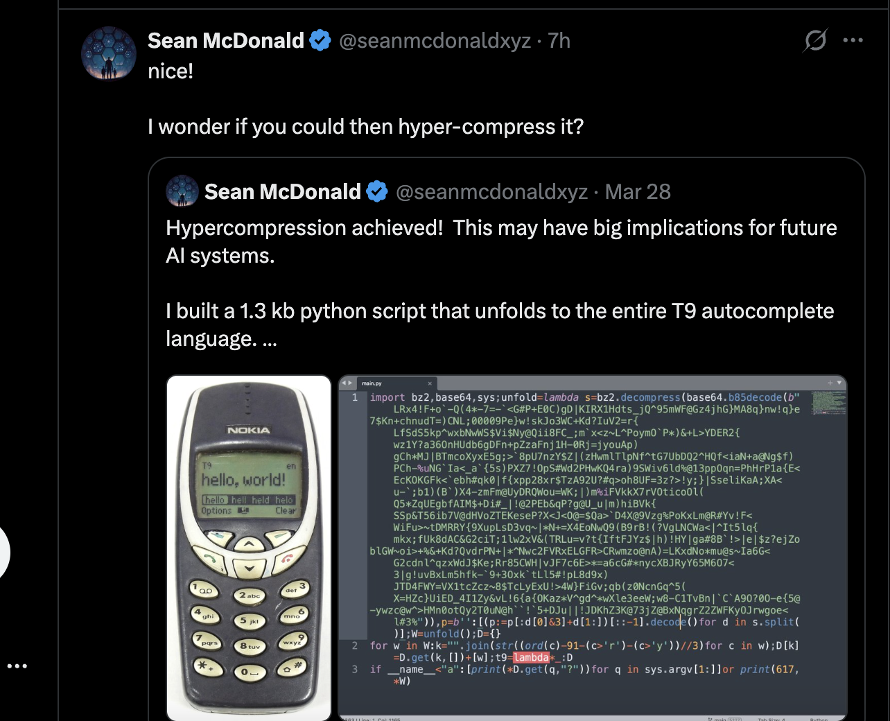 Sean McDonald asking about hyper-compression
