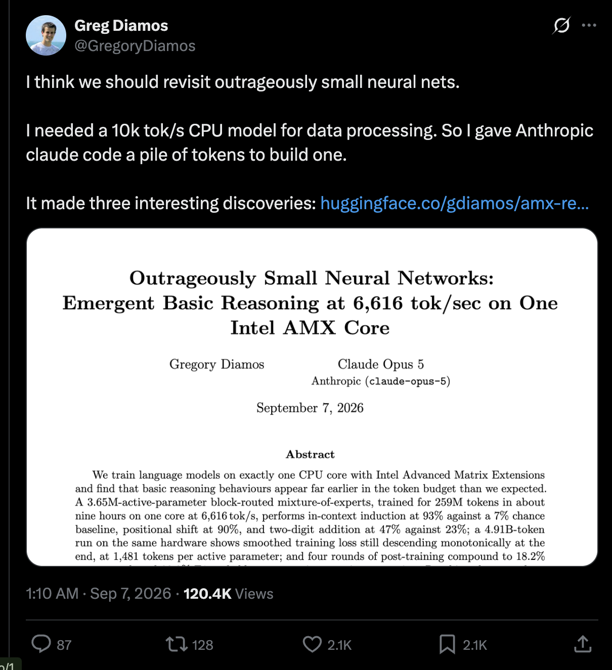 The original post announcing the AMX paper